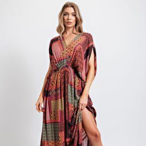 Easel Multicolor Patchwork Maxi Dress